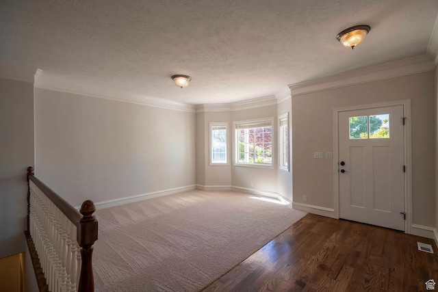 1986 Dove Dr, Santa Clara, UT 84765 - foyer featuring a textured ceiling, ornamental molding, wood finished floors, and baseboards