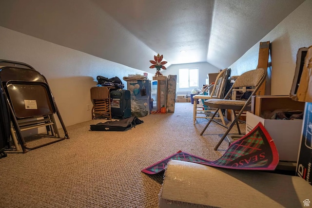 1986 Dove Dr, Santa Clara, UT 84765 - interior space with vaulted ceiling, a textured ceiling, and carpet