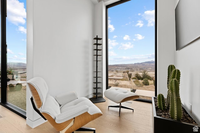 2031 E Pinnacle Dr, St George, UT 84790 - sitting room with plenty of natural light, a wall of windows, and light wood-style flooring