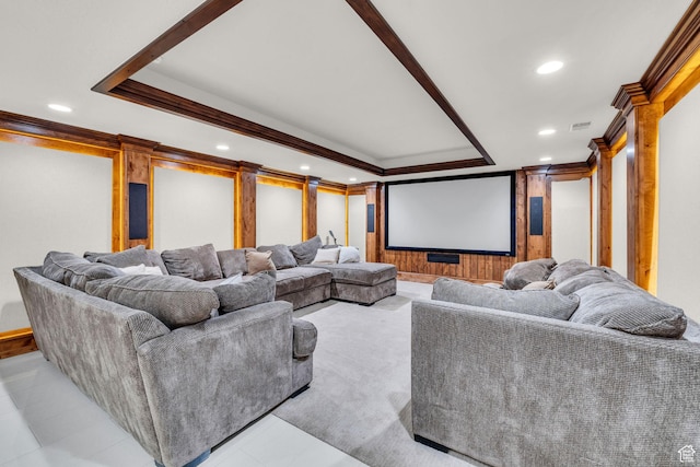 6067 S 3950 W, Roy, UT 84067 - cinema with a decorative wall, a raised ceiling, and crown molding
