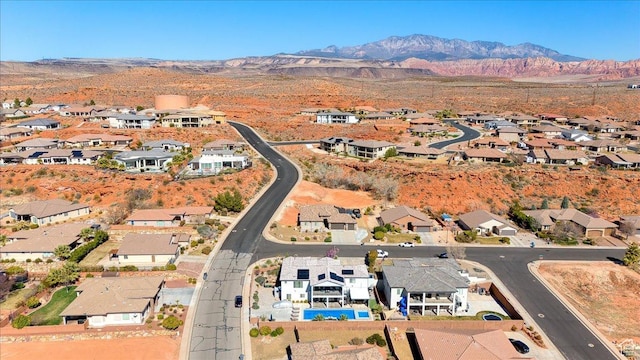 aerial view with a residential view and a mountain view