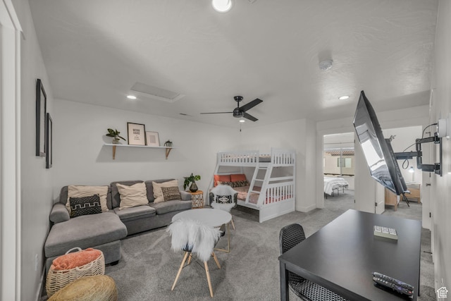 506 N Sol Grande Ln, Washington, UT 84780 - living area featuring carpet, attic access, and a ceiling fan
