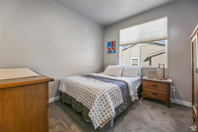1879 N 925 E, North Ogden, UT 84414 - bedroom with dark carpet, baseboards, and a textured ceiling