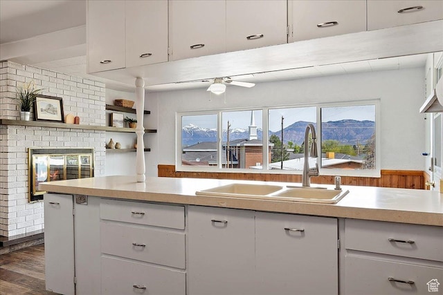 405 W 5100 S, Washington Terrace, UT 84405 - kitchen featuring a sink, a mountain view, a wealth of natural light, and a ceiling fan