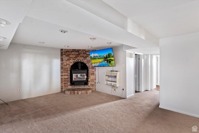 445 W 5100 S, Washington Terrace, UT 84405 - unfurnished living room with heating unit, carpet floors, and a wood stove