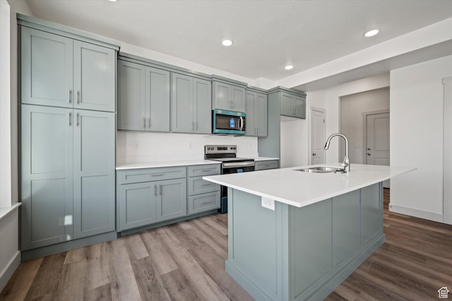 641 S 85 E Unit 29, Smithfield, UT 84335 - kitchen with wood finished floors, stainless steel appliances, light countertops, and a sink