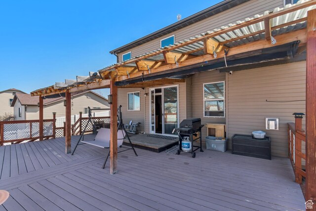 1114 Alexander Ct, Grantsville, UT 84029 - wooden deck with a grill and a pergola