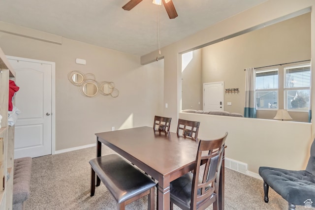 1114 Alexander Ct, Grantsville, UT 84029 - carpeted dining space with ceiling fan, visible vents, and baseboards