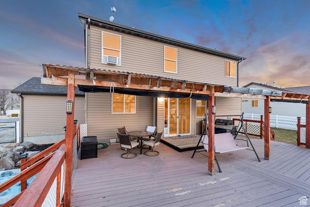 1114 Alexander Ct, Grantsville, UT 84029 - deck at dusk featuring cooling unit and fence