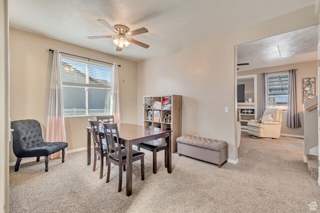 1114 Alexander Ct, Grantsville, UT 84029 - carpeted dining area with ceiling fan and baseboards