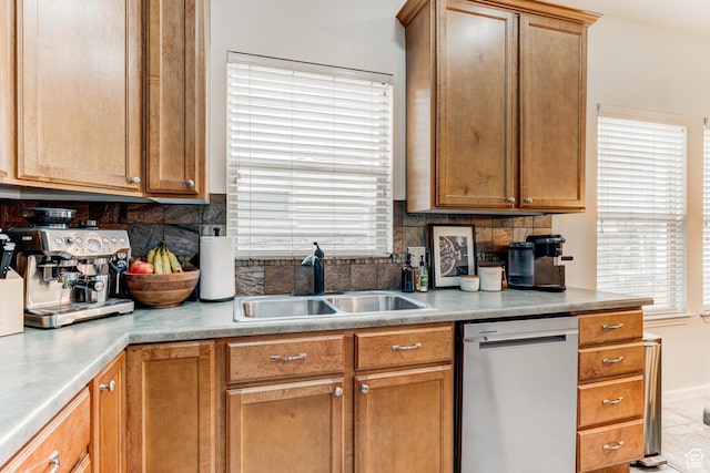 1424 W Stone Meadow Dr, West Jordan, UT 84088 - kitchen with plenty of natural light, a sink, and decorative backsplash
