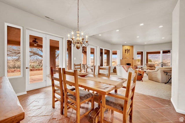 1657 N Kayenta Dr, Ivins, UT 84738 - dining area featuring plenty of natural light, recessed lighting, baseboards, and a chandelier
