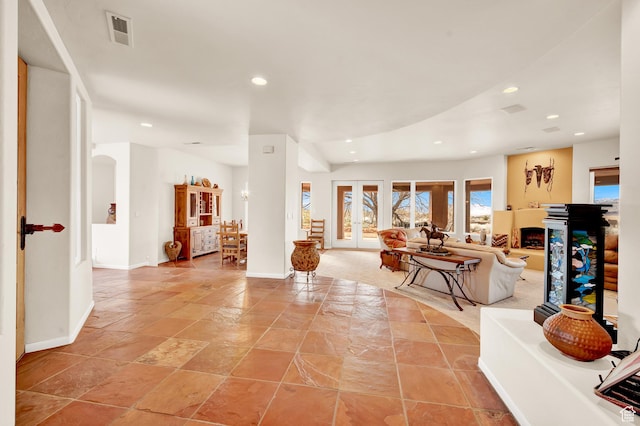 1657 N Kayenta Dr, Ivins, UT 84738 - living area with baseboards, recessed lighting, and stone tile floors