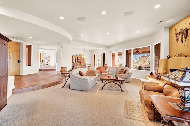1657 N Kayenta Dr, Ivins, UT 84738 - carpeted living room featuring baseboards and recessed lighting