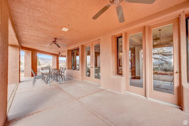 1657 N Kayenta Dr, Ivins, UT 84738 - view of patio / terrace featuring a ceiling fan, french doors, and outdoor dining space