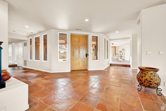 1657 N Kayenta Dr, Ivins, UT 84738 - foyer featuring stone tile flooring, baseboards, and recessed lighting