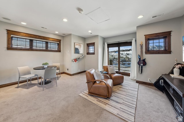 9255 Par Ct, Park City, UT 84098 - living area with visible vents, recessed lighting, baseboards, and light carpet