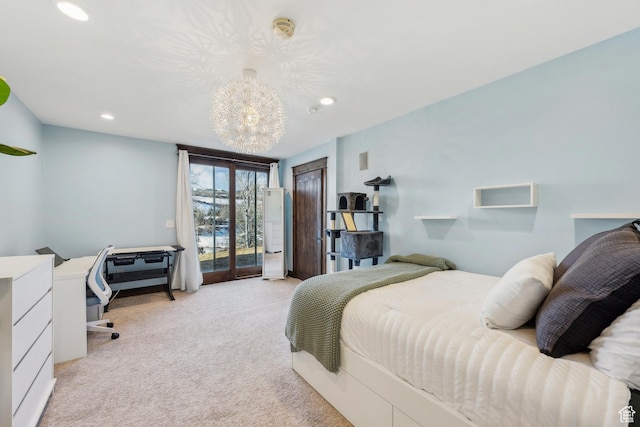 9255 Par Ct, Park City, UT 84098 - bedroom featuring recessed lighting, light colored carpet, and access to outside