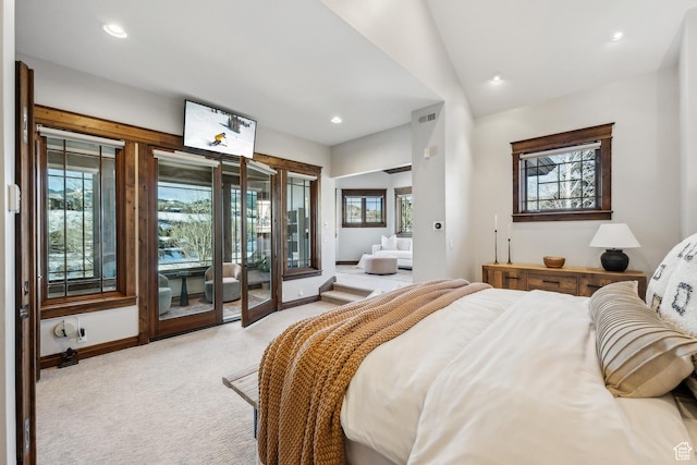 9255 Par Ct, Park City, UT 84098 - bedroom featuring recessed lighting, light colored carpet, baseboards, and access to outside