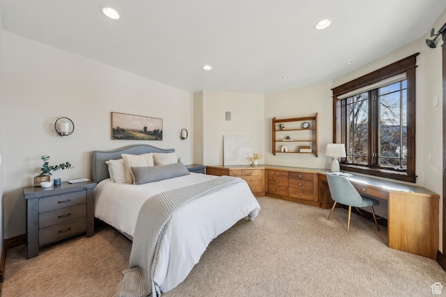9255 Par Ct, Park City, UT 84098 - bedroom featuring recessed lighting, light colored carpet, and built in desk