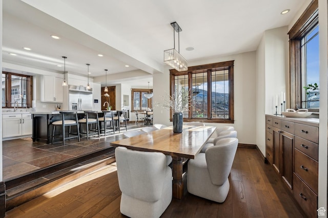 9255 Par Ct, Park City, UT 84098 - dining room with recessed lighting, a healthy amount of sunlight, and dark wood-style flooring