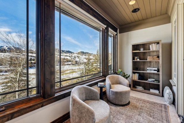 9255 Par Ct, Park City, UT 84098 - sitting room featuring wood ceiling and ornamental molding