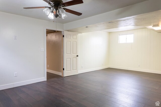 735 Castle Gate Rd, Helper, UT 84526 - spare room with dark wood-style floors, a ceiling fan, and baseboards