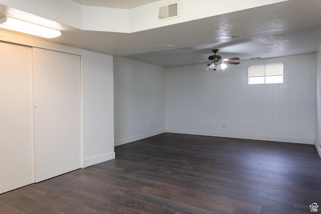 735 Castle Gate Rd, Helper, UT 84526 - below grade area with a ceiling fan, baseboards, visible vents, and wood finished floors