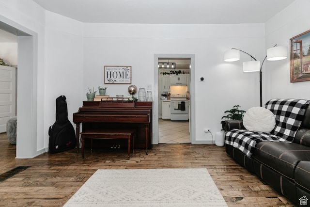 living area featuring wood finished floors