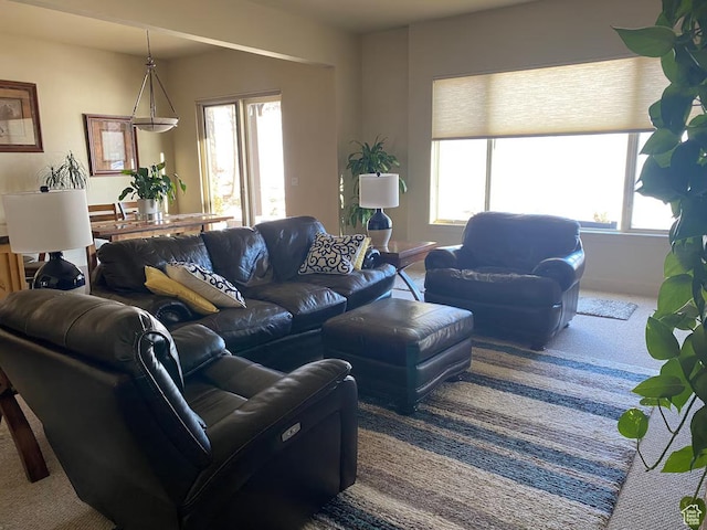 3435 Big Piney Dr, Eden, UT 84310 - carpeted living room featuring a healthy amount of sunlight