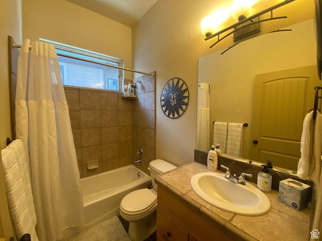 3435 Big Piney Dr, Eden, UT 84310 - bathroom featuring vanity, shower / bath combo with shower curtain, and toilet