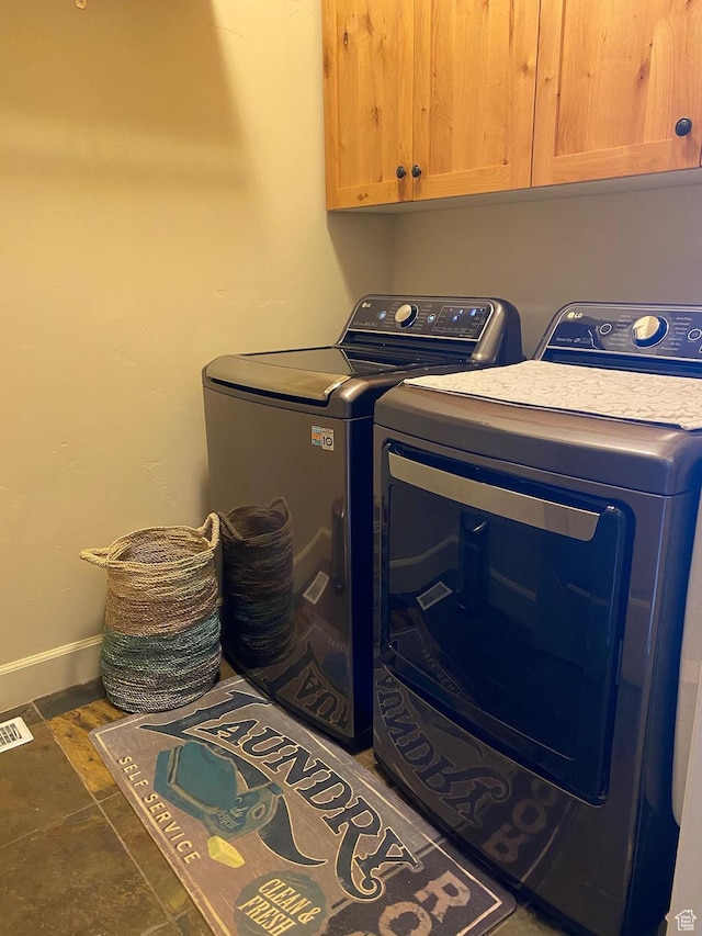 3435 Big Piney Dr, Eden, UT 84310 - laundry room with visible vents, separate washer and dryer, cabinet space, and baseboards