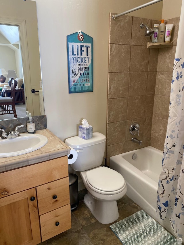 3435 Big Piney Dr, Eden, UT 84310 - bathroom with vanity, toilet, and shower / bathtub combination with curtain