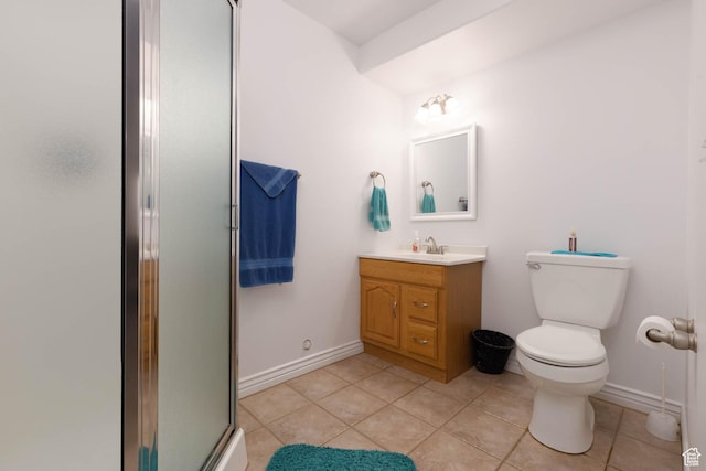 315 S 300 E, Monroe, UT 84754 - full bath featuring tile patterned floors, a shower with shower door, vanity, toilet, and baseboards