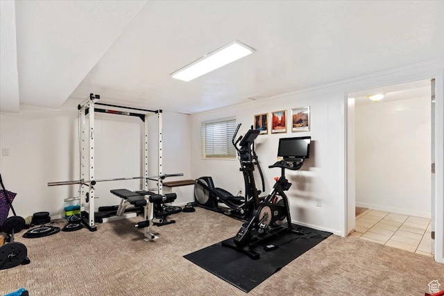 4884 E 2800 N, Eden, UT 84310 - workout room with carpet floors, baseboards, and tile patterned floors