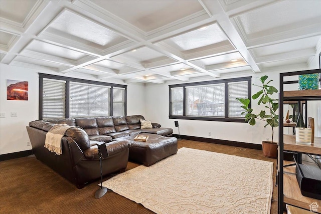 4884 E 2800 N, Eden, UT 84310 - living room featuring baseboards, beam ceiling, and a healthy amount of sunlight