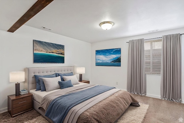 4884 E 2800 N, Eden, UT 84310 - bedroom with baseboards, beam ceiling, visible vents, and carpet flooring