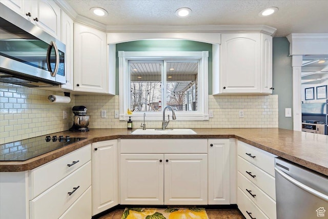 4884 E 2800 N, Eden, UT 84310 - kitchen featuring white cabinetry, appliances with stainless steel finishes, tasteful backsplash, and a sink