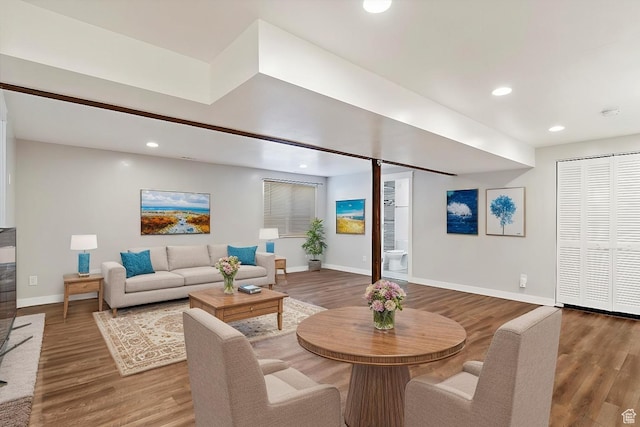 4884 E 2800 N, Eden, UT 84310 - living room featuring recessed lighting, baseboards, and wood finished floors