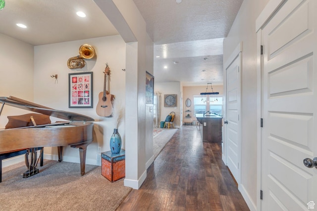 80 Pheasant, Elk Ridge, UT 84651 - corridor with arched walkways, recessed lighting, baseboards, wood finished floors, and a textured ceiling