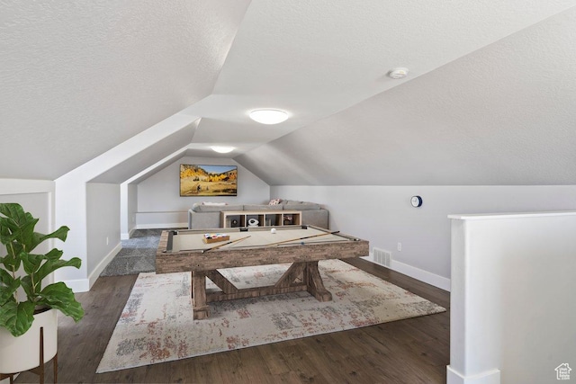 2588 S 1000 W, Nibley, UT 84321 - sitting room with a textured ceiling, baseboards, vaulted ceiling, wood finished floors, and billiards