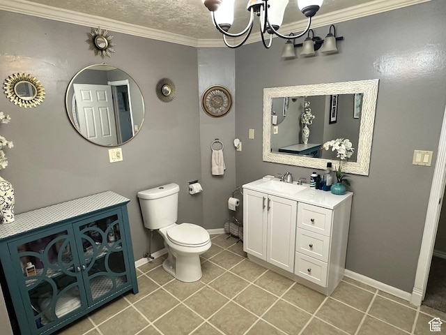 371 S Willard Peak Rd S, Mantua, UT 84324 - bathroom with tile patterned floors, toilet, ornamental molding, baseboards, and vanity