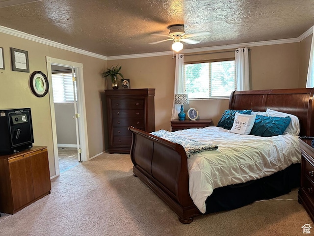 371 S Willard Peak Rd S, Mantua, UT 84324 - bedroom with multiple windows, light carpet, a textured ceiling, and crown molding