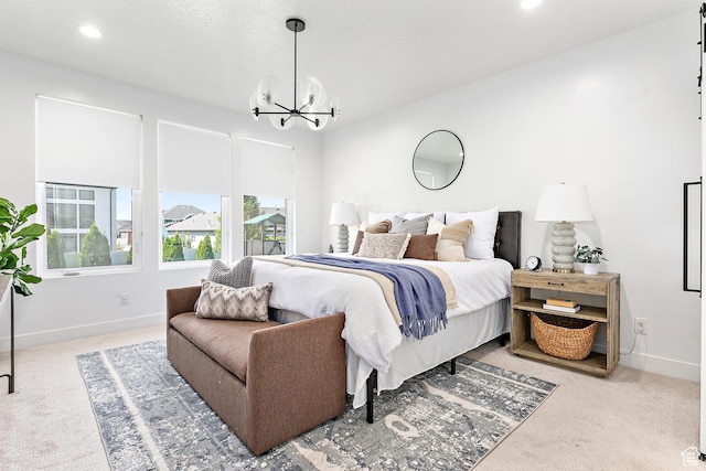1228 E 1030 N, American Fork, UT 84003 - carpeted bedroom featuring a chandelier and recessed lighting