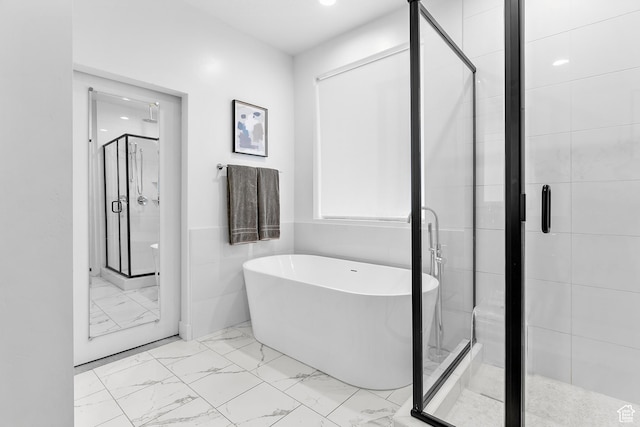 1228 E 1030 N, American Fork, UT 84003 - full bath featuring marble finish floor, a freestanding tub, and a shower stall