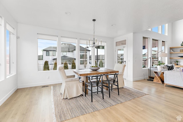 1228 E 1030 N, American Fork, UT 84003 - dining area featuring light wood-style floors, visible vents, a notable chandelier, and baseboards
