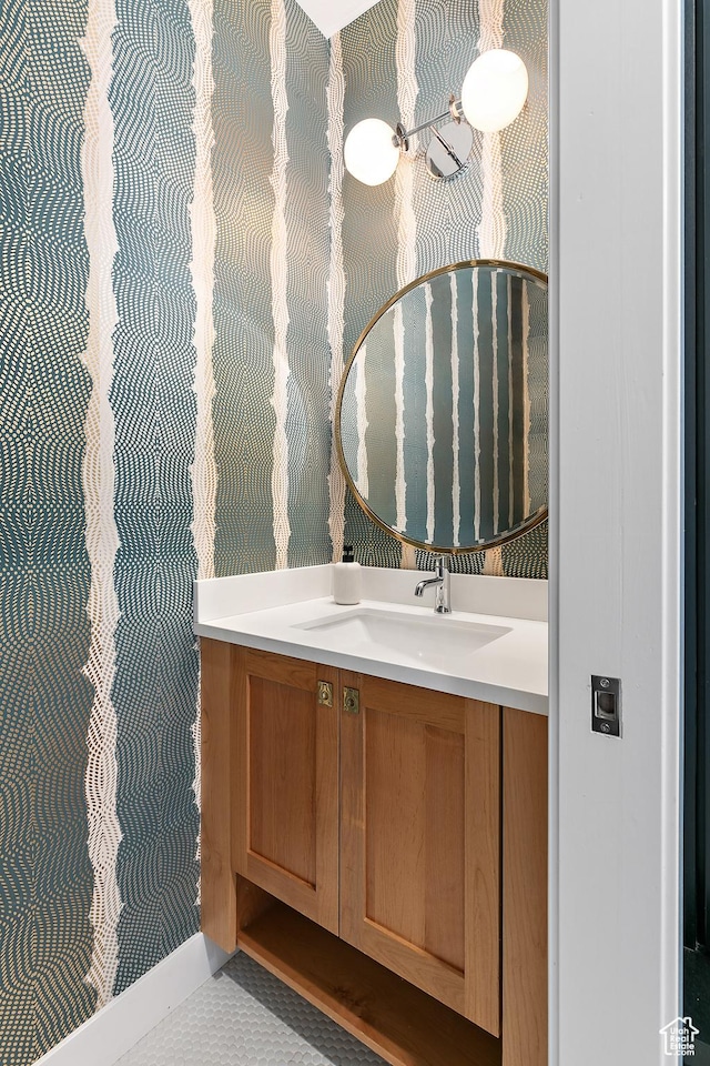 1228 E 1030 N, American Fork, UT 84003 - bathroom featuring wallpapered walls and vanity