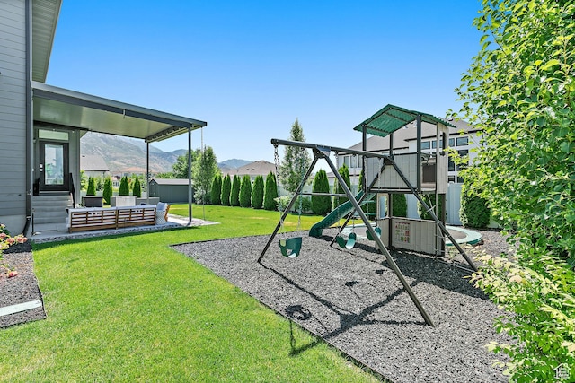 1228 E 1030 N, American Fork, UT 84003 - view of play area with a storage unit and a mountain view