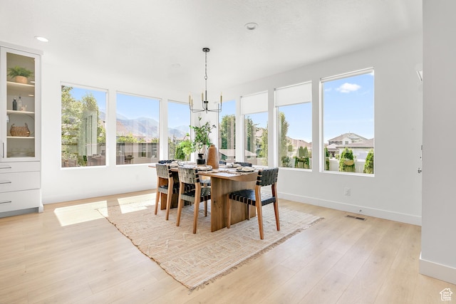 1228 E 1030 N, American Fork, UT 84003 - dining space with a chandelier, light wood-type flooring, recessed lighting, and a mountain view