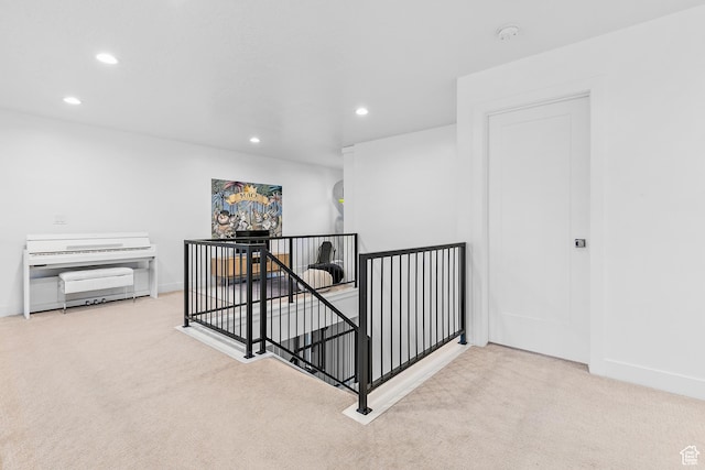 1228 E 1030 N, American Fork, UT 84003 - hall featuring carpet floors, recessed lighting, baseboards, and an upstairs landing